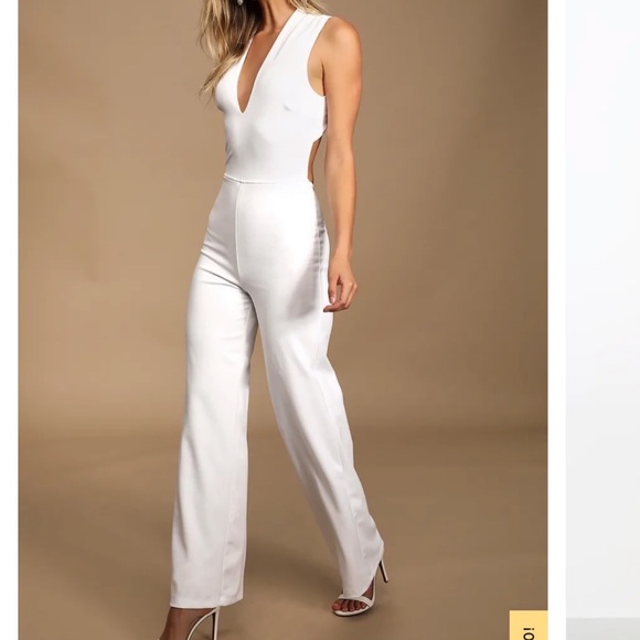 Lulus Pants - Lulu’s “thinking out loud” white backless jumpsuit size M